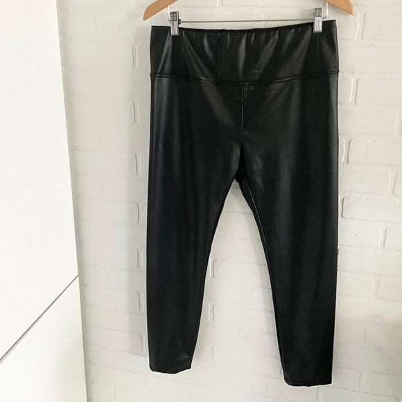 Anthropologie x 7 for All Mankind Leggings Liquid Vegan Leather Black Like new L - Picture 4 of 10